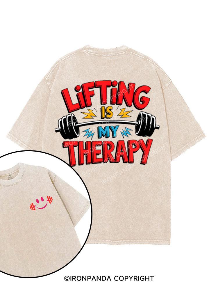 LIFTING IS MY THERAPY printed Gym Shirt