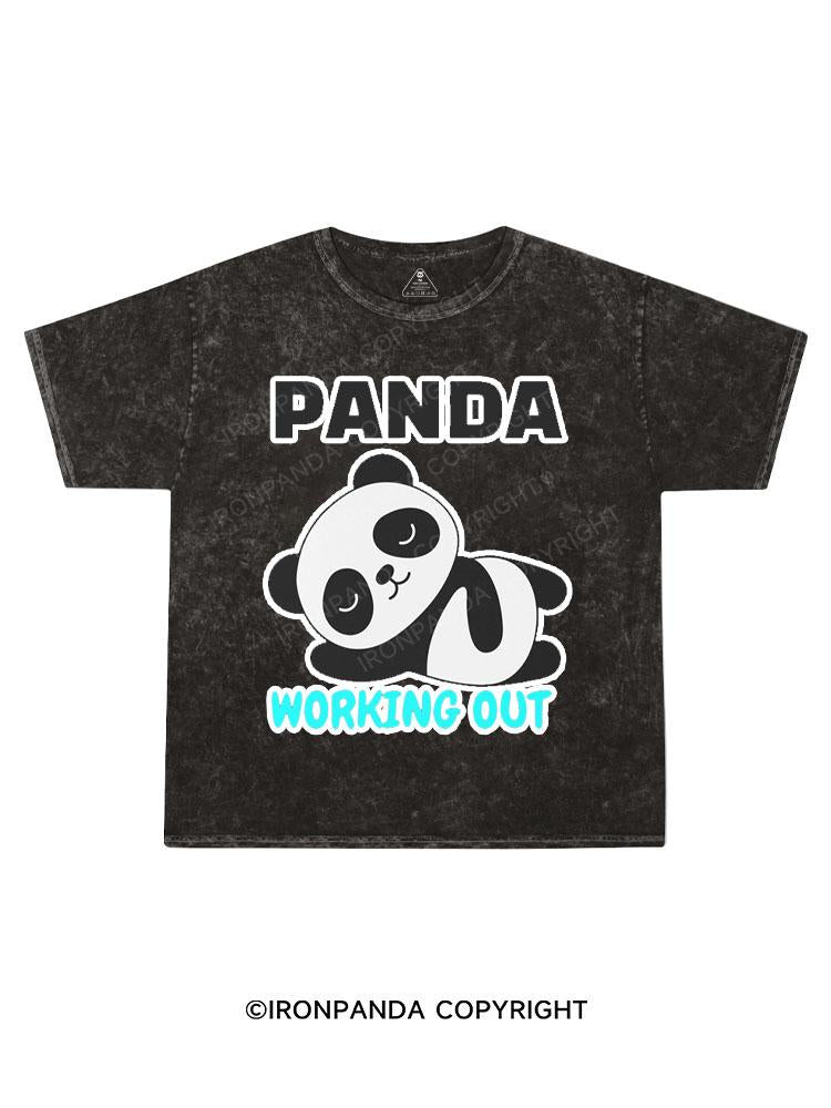 PANDA WORKING OUT Kids Washed T-Shirt