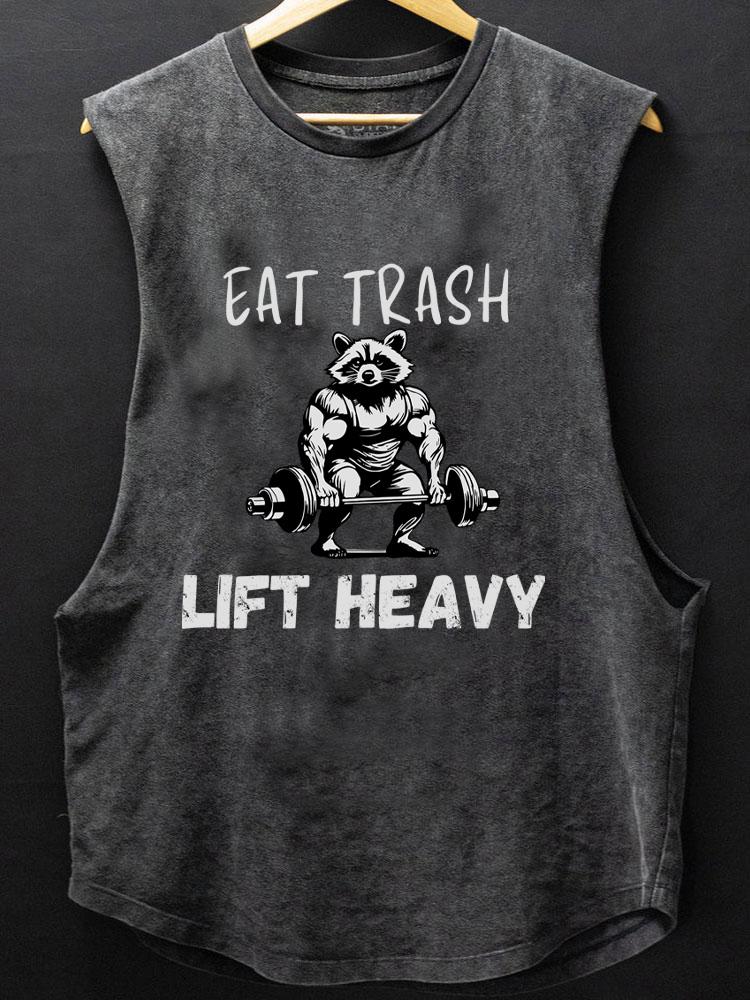 EAT TRASH LIFT HEAVY SCOOP BOTTOM COTTON TANK