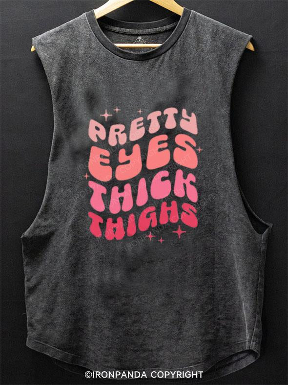 PRETTY EYES THICK THIGHS SCOOP BOTTOM COTTON TANK