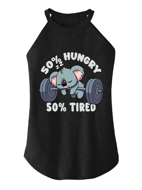 KOALA  50% HUNGRY 50% TIRED TRI ROCKER COTTON TANK