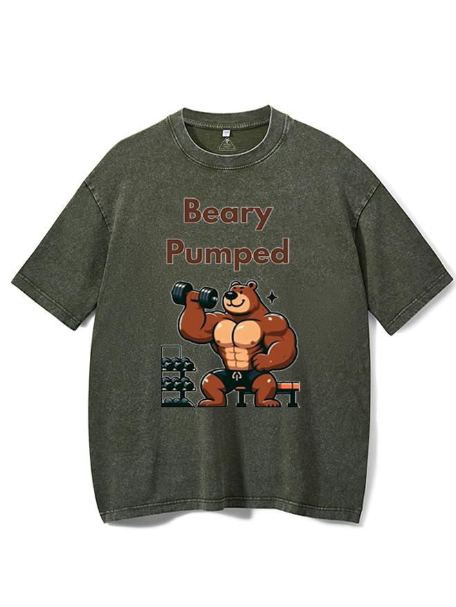 Beary pumped Washed Gym Shirt