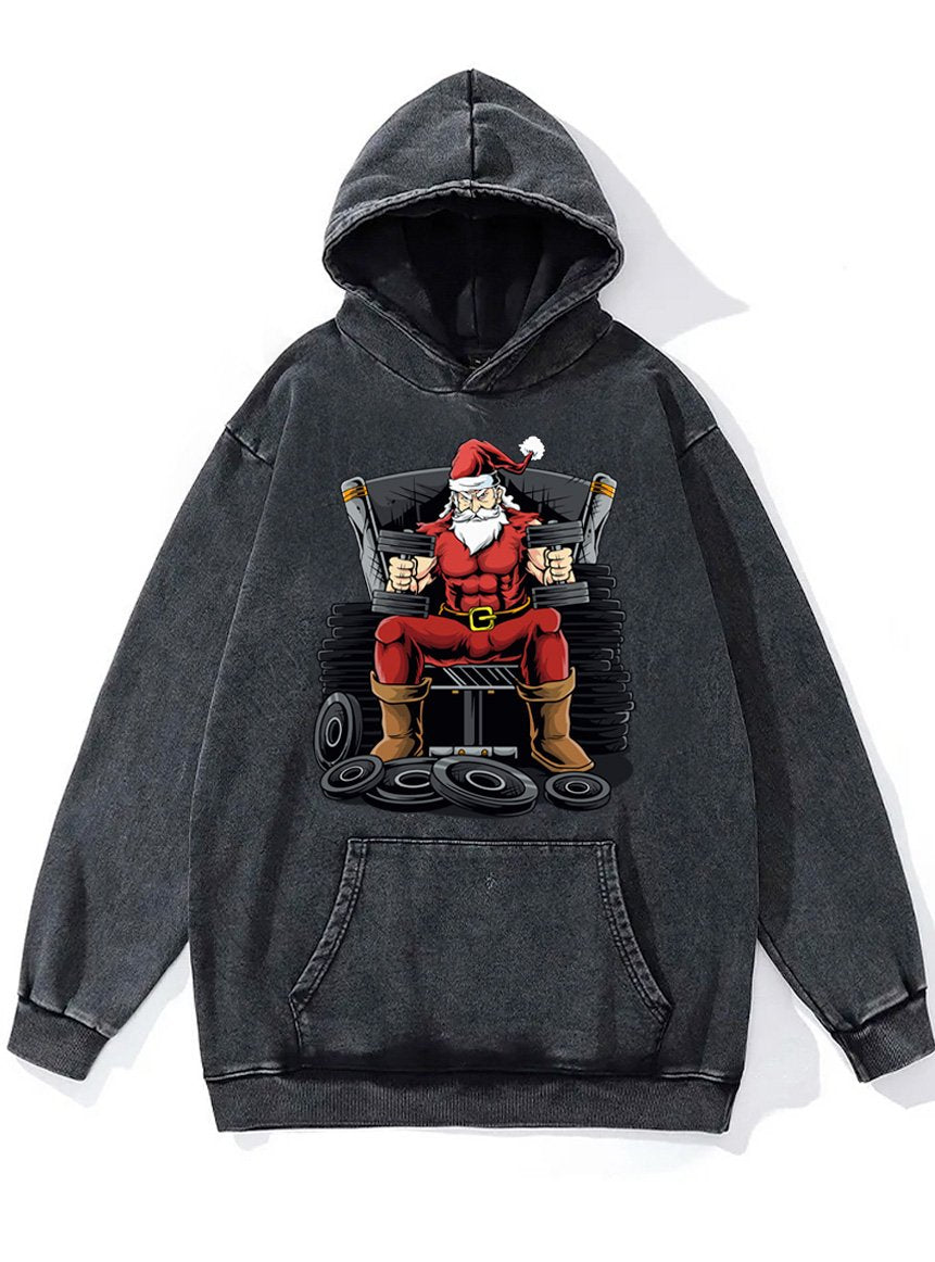 Workout Santa claus Washed Gym Hoodie