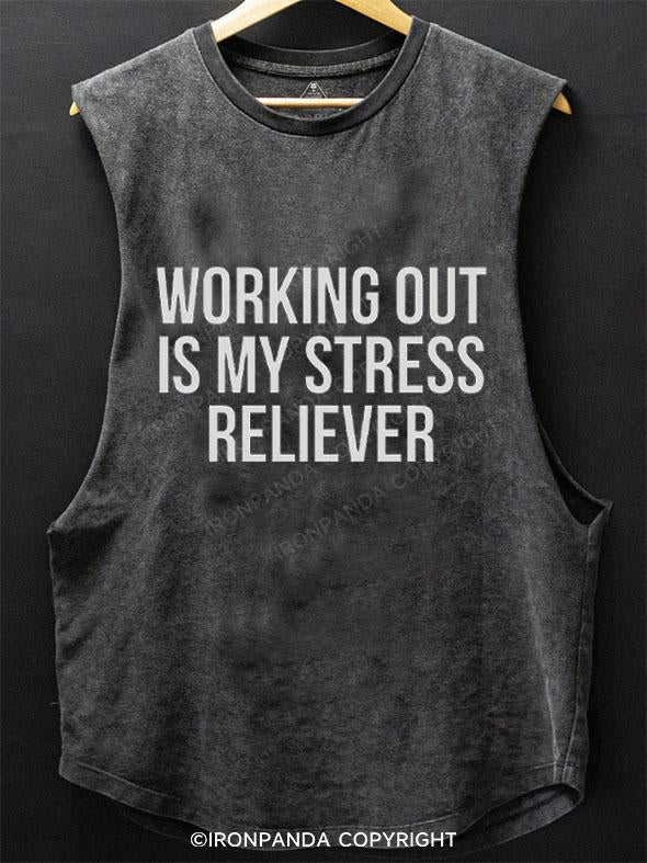 WORKING OUT IS MY STRESS RELIEVER SCOOP BOTTOM COTTON TANK