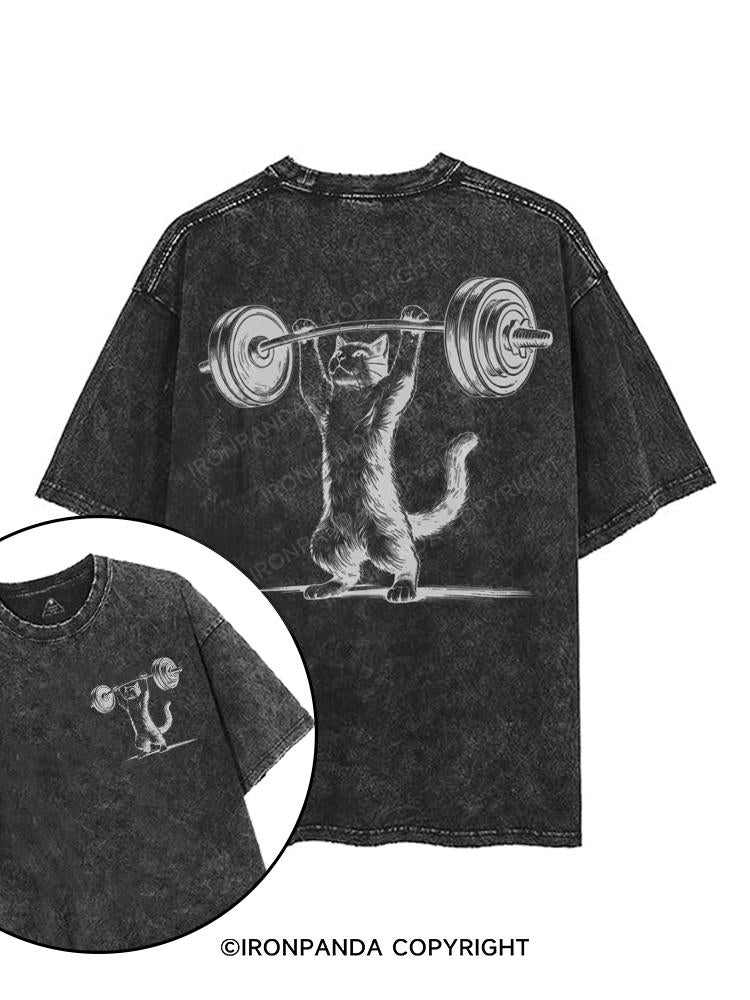 Weightlifting Cat printed Gym Shirt