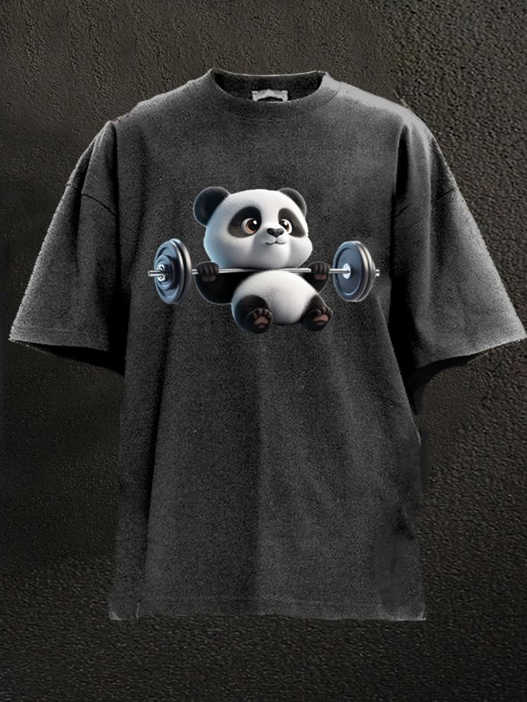 bench press panda Washed Gym Shirt