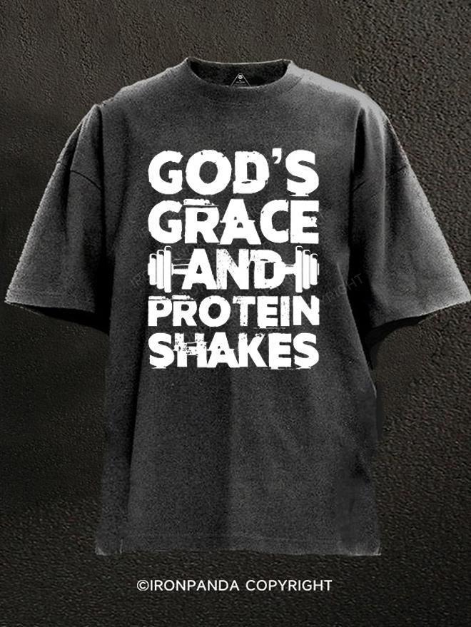 god's grace and protein shake Washed Gym Shirt