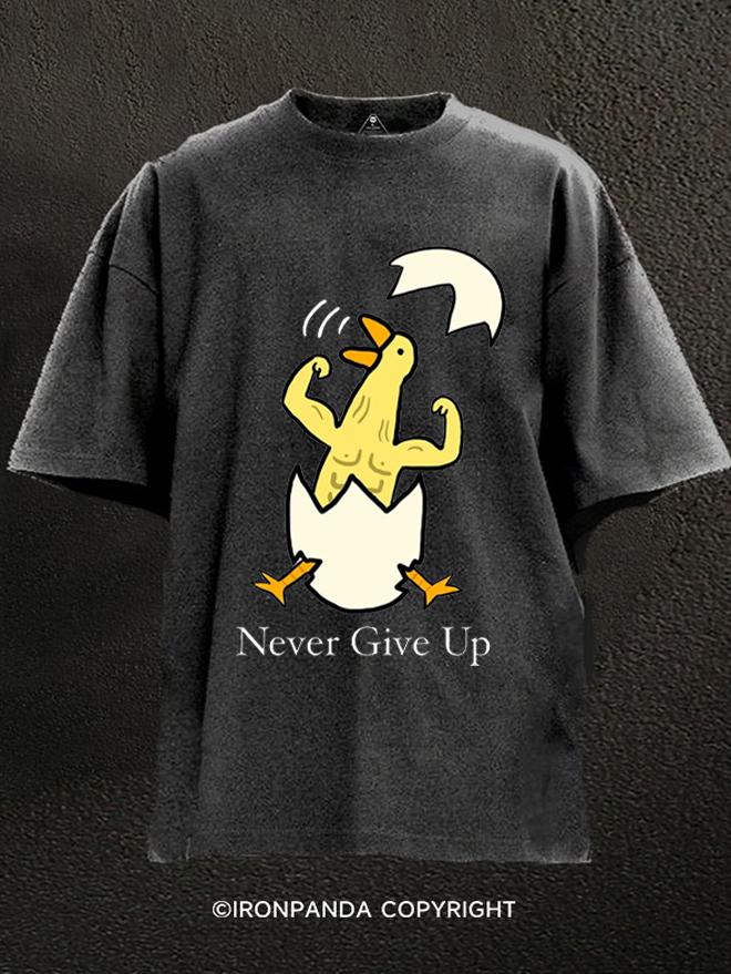 Never Give Up Muscle Chick Washed Gym Shirt