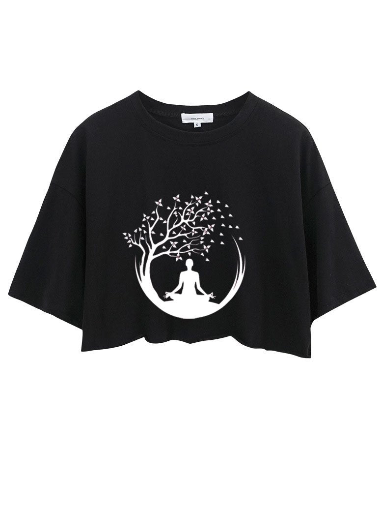 YOGA TREE CIRCLE CROP TOPS