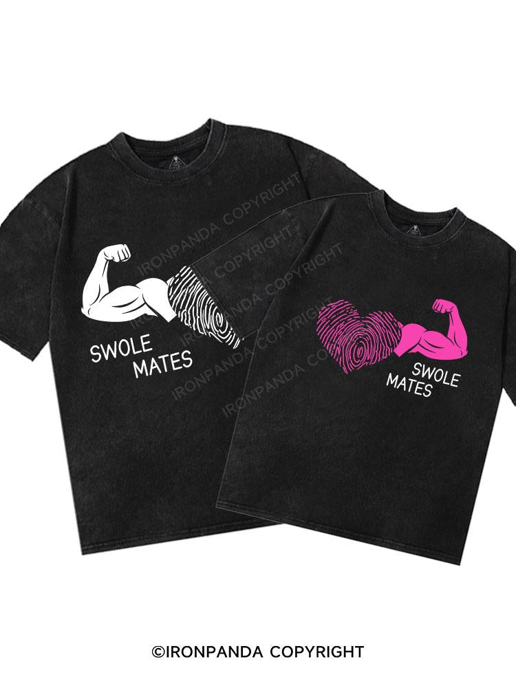 Swole Mates Washed Matching Couple Gym Shirt