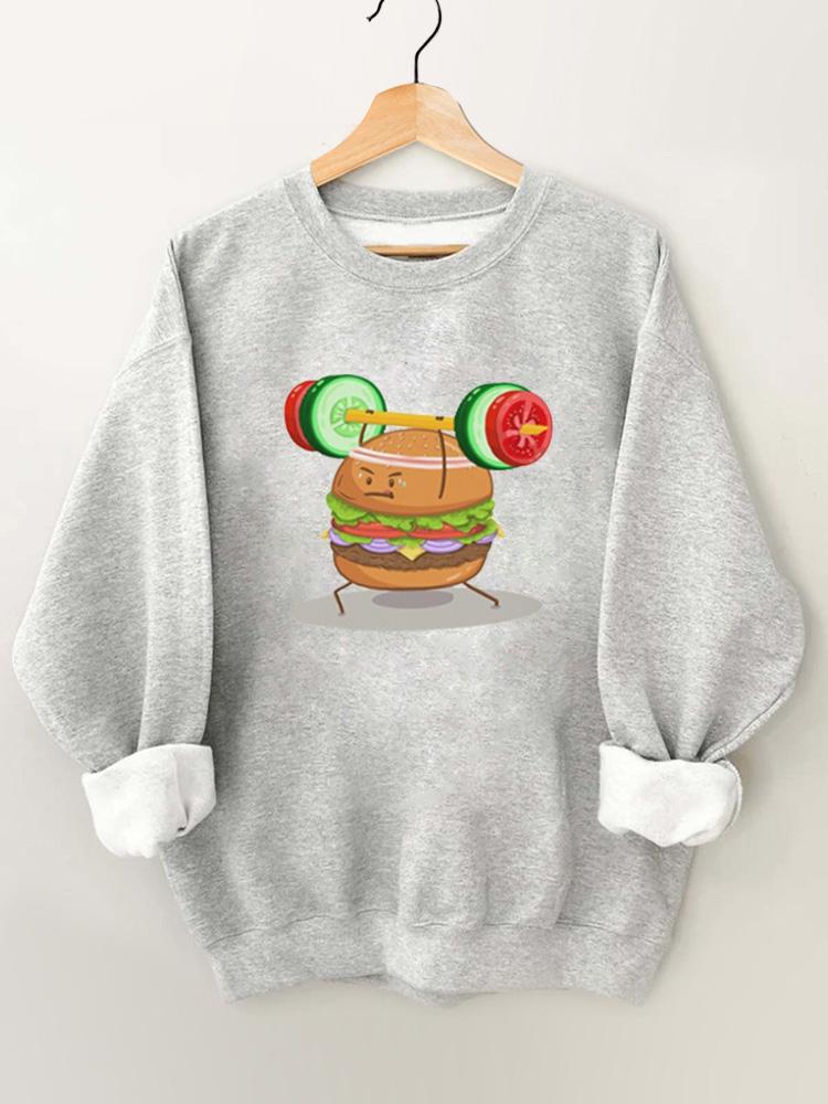 Weighlifting Burger Vintage Gym Sweatshirt