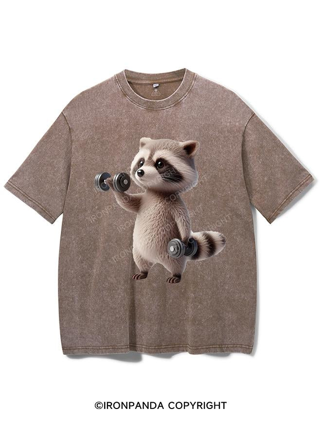 PUMPED-UP RACCOON ON THE GRIND VINTAGE GYM SHIRT