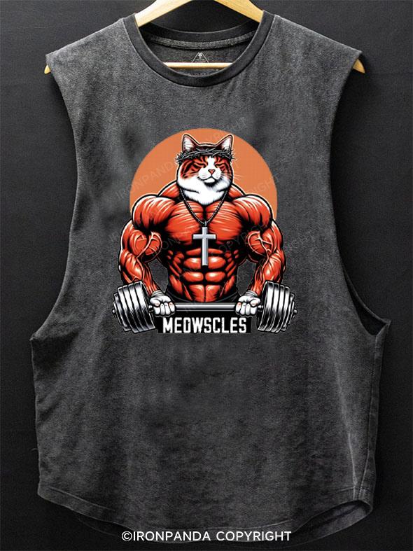 Dead Lift Meowscles Funny Cat SCOOP BOTTOM COTTON TANK