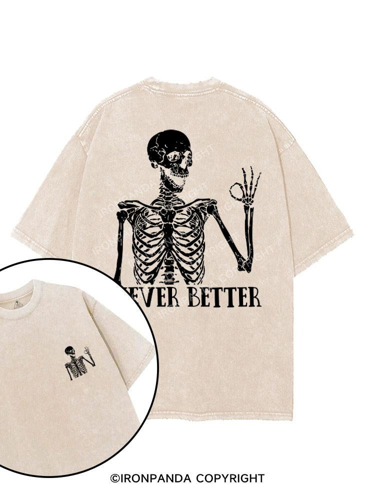 Never Better Skeleton printed Gym Shirt