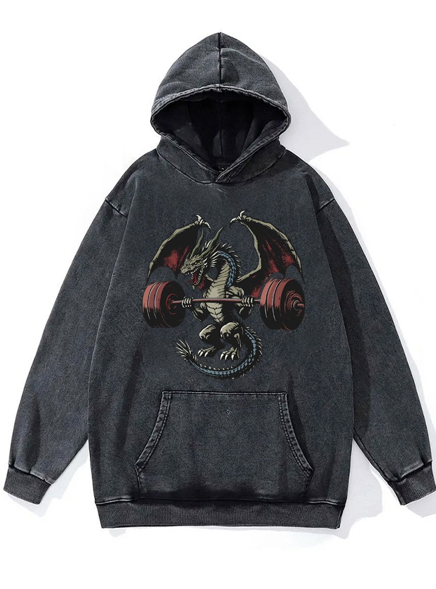 deadlift dragon Washed Gym Hoodie