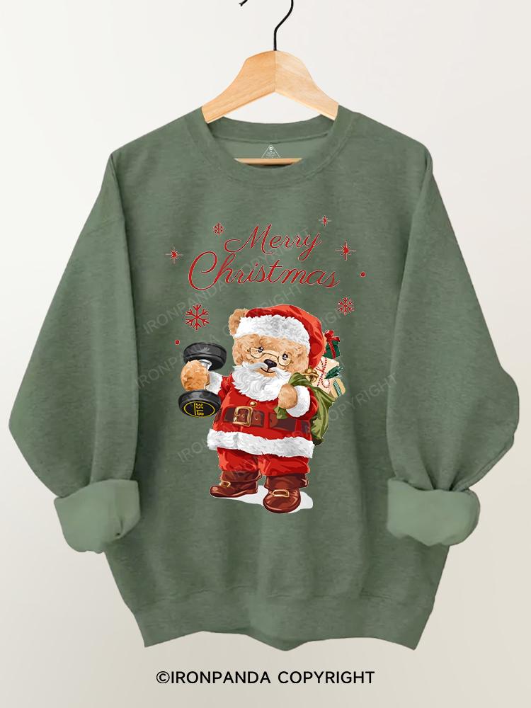 bear Merry Christmas Gym Sweatshirt