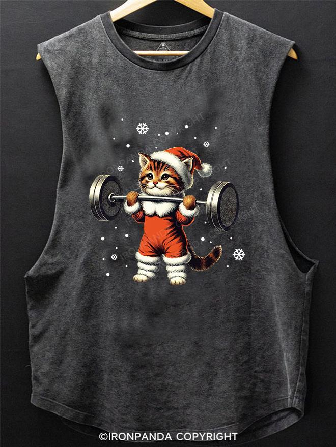 CHRISTMAS DEADLIFT cat SCOOP BOTTOM COTTON TANK