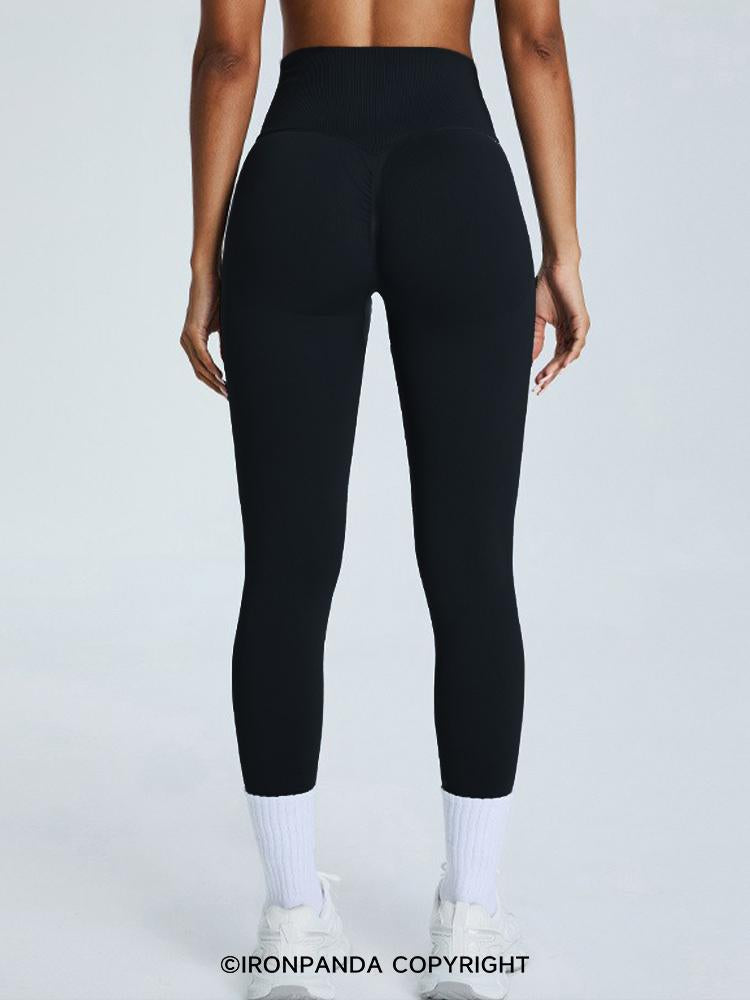 Ironpanda Black High Waisted Hip Shrinking Yoga Pants