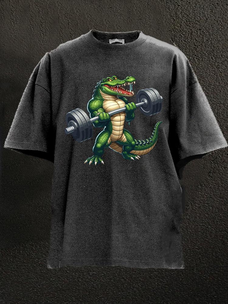 weightlifting crocodile Washed Gym Shirt