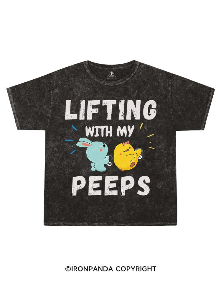 Lifting with my Peeps Kids Washed T-Shirt