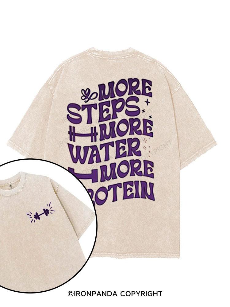 MORE STEPS MORE WATER MORE PROTEIN printed Gym Shirt