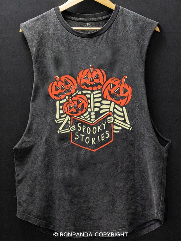 SPOOKY STORIES SCOOP BOTTOM COTTON TANK