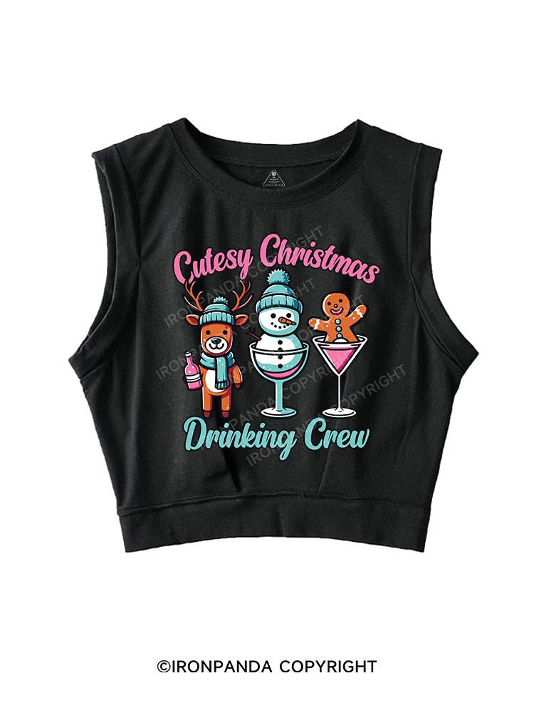 CUTESY CHRISTMAS DRINKING CREW SLEEVELESS CROP TOPS