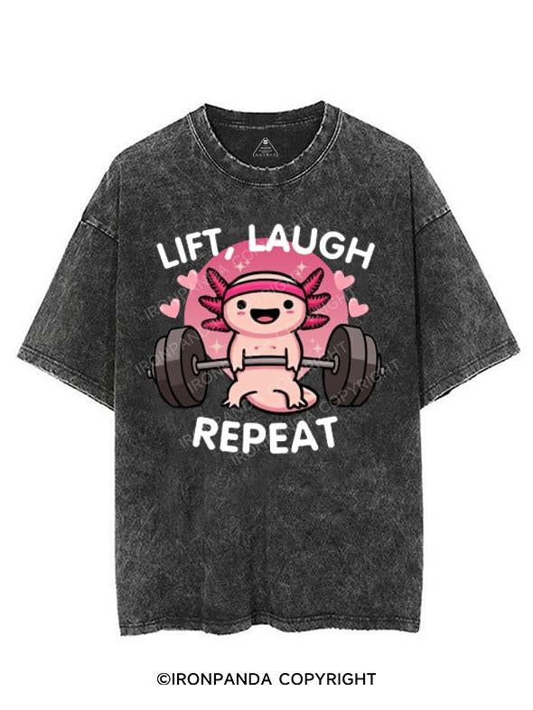 LIFT, LAUGH, REPEAT AXOLOTL VINTAGE GYM SHIRT