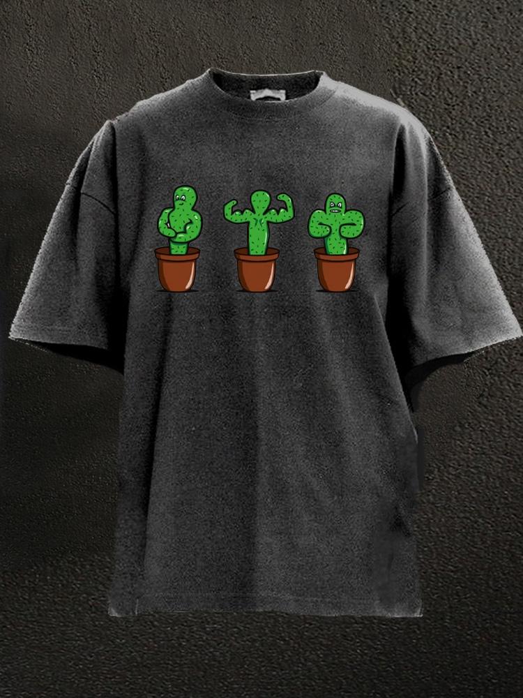 Cactus bodybuilder Washed Gym Shirt