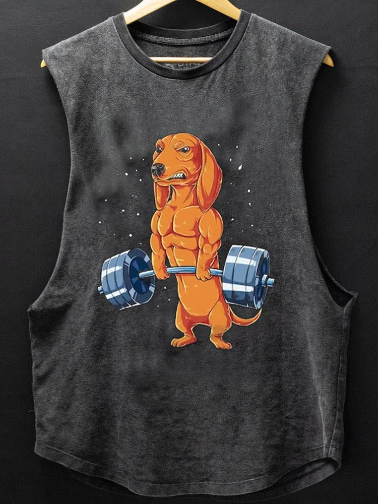 Weightlifting Dachshund Scoop Bottom Cotton Tank