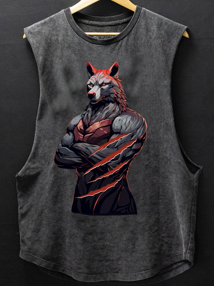 muscle wolf SCOOP BOTTOM COTTON TANK