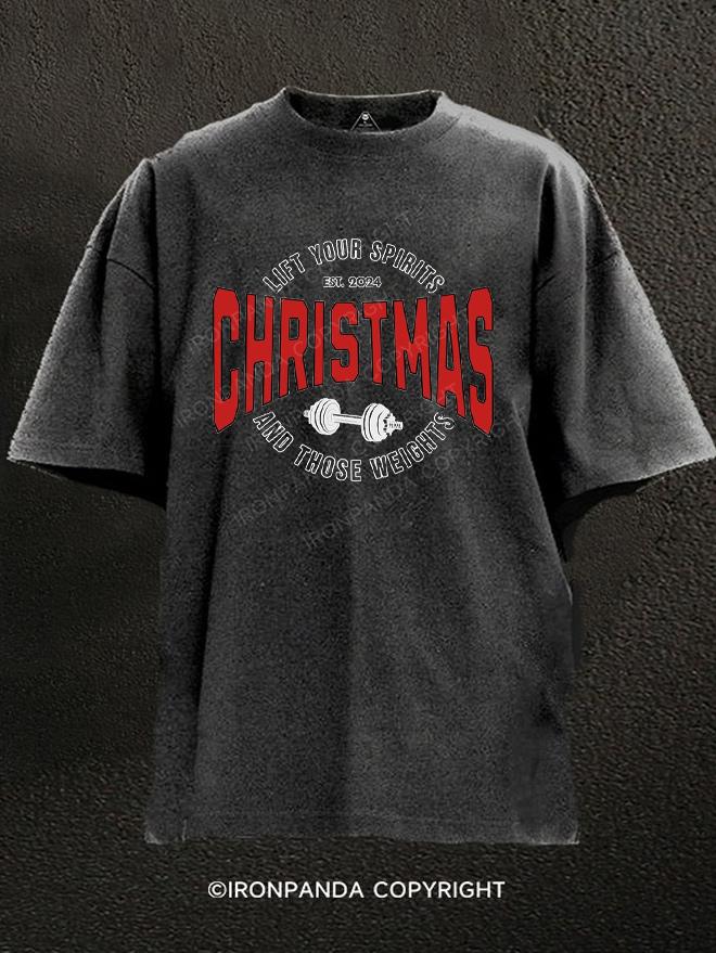 Weight training Christmas Washed Gym Shirt