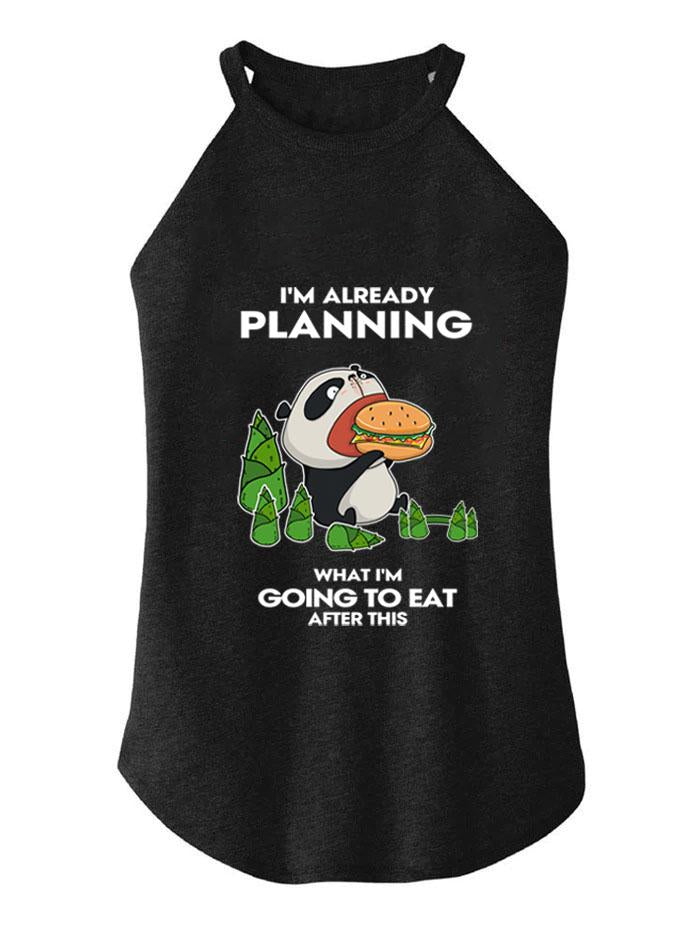 THE PANDA EATING HAMBURGER ROCKER COTTON TANK