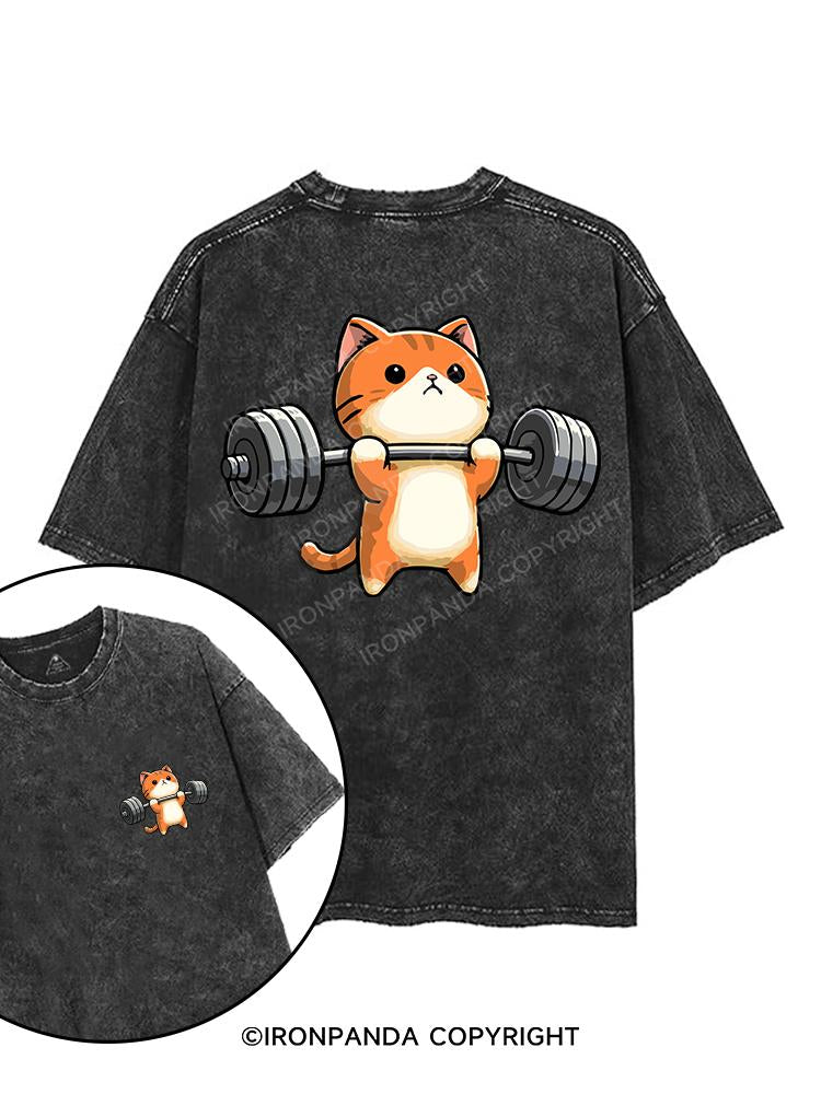 KITTEN DEADLIFTS, NO BIGGIE printed Gym Shirt