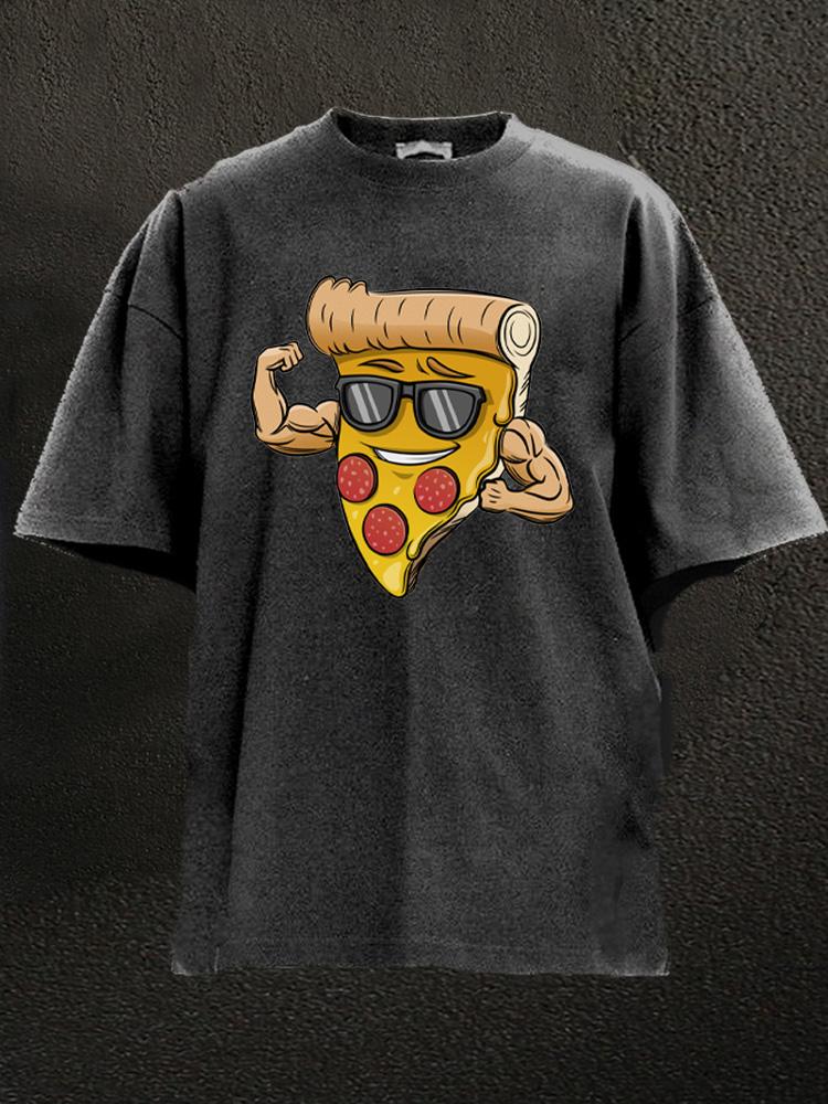 bodybuilder pizza Washed Gym Shirt