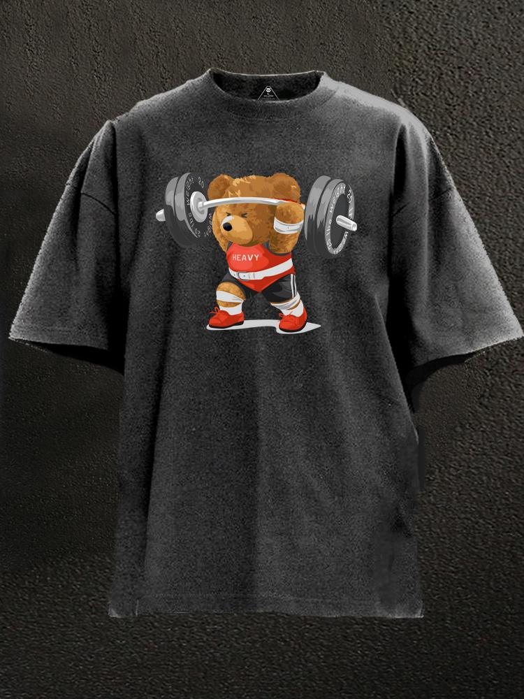 bear weightlifting Washed Gym Shirt