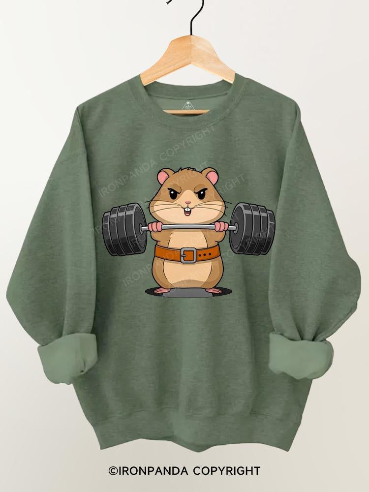 Cute Hamster Weightlifting Gym Sweatshirt