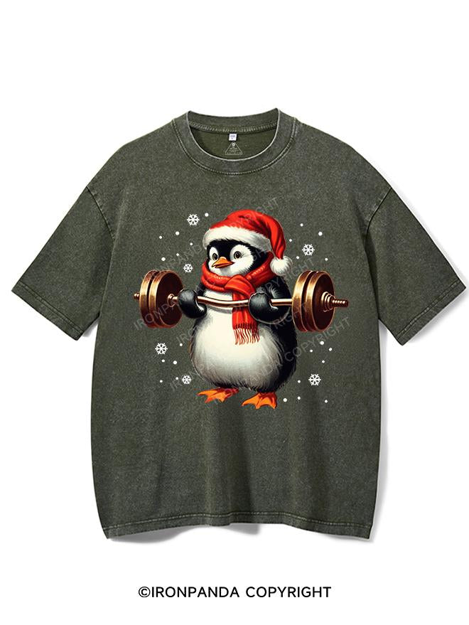 CHRISTMAS DEADLIFT PENGUIN VINTAGE GYM SHIRT