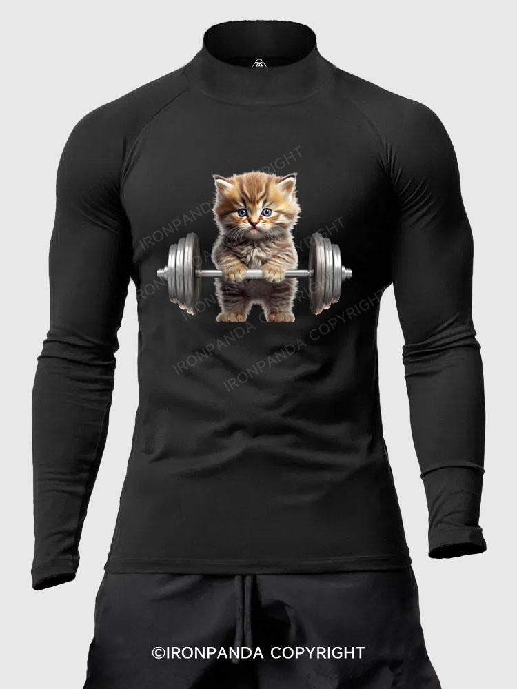 Weightlifting Cat Men's Fitted Mock