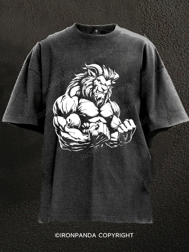 Muscle Lion Washed Gym Shirt