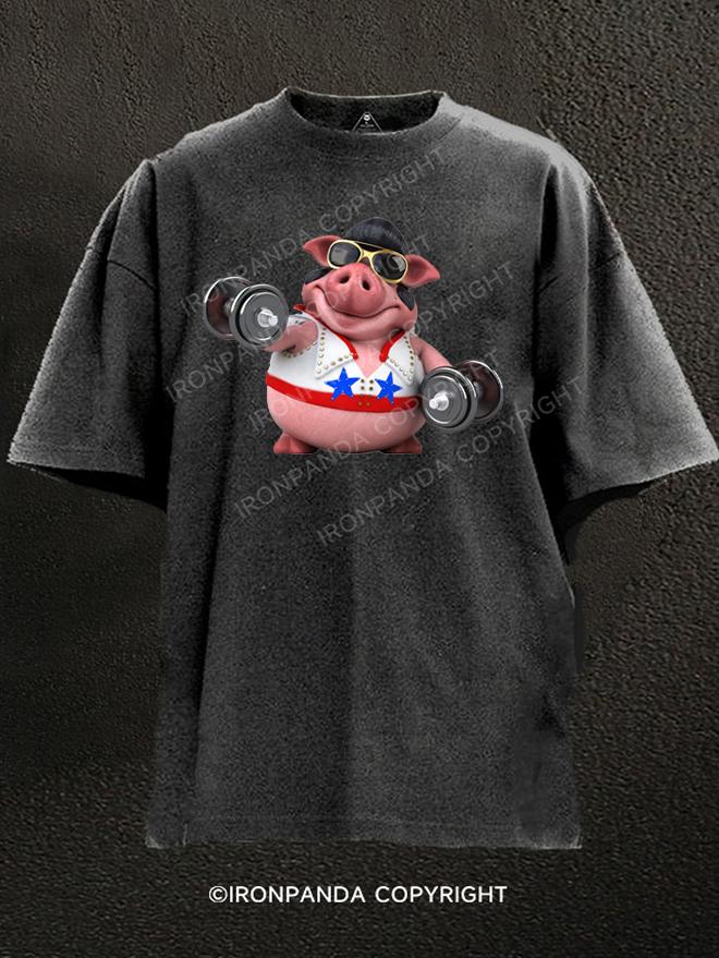 pig workout Washed Gym Shirt