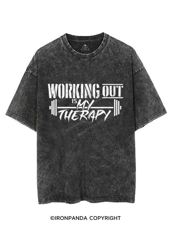 WORKING OUT IS MY THERAPY VINTAGE GYM SHIRT