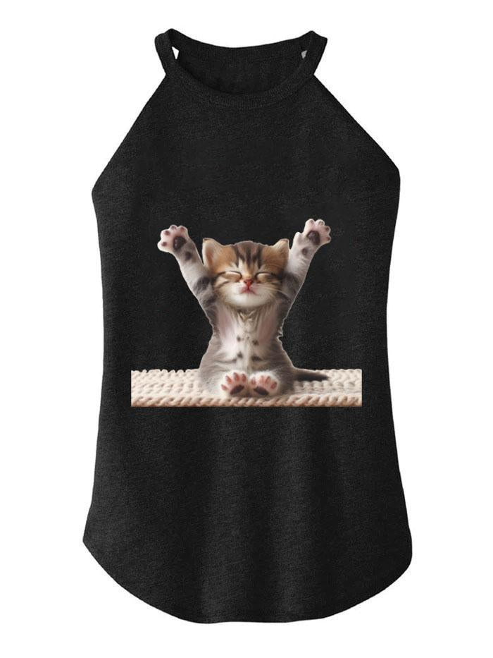 CAT YOGA TRI ROCKER COTTON TANK