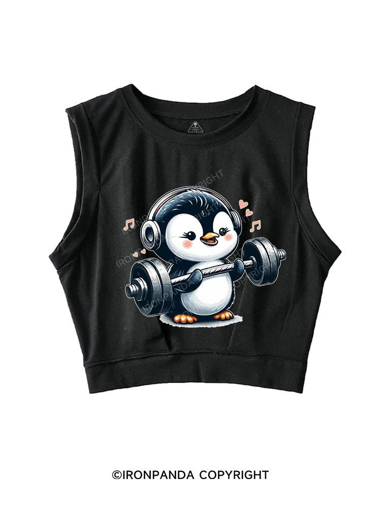 PENGUIN WEIGHTLIFTING SLEEVELESS CROP TOPS