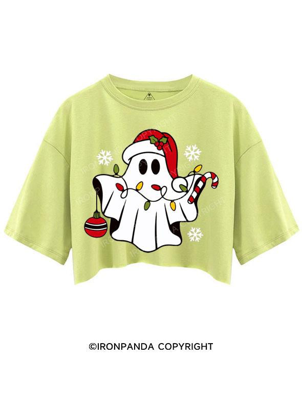 GHOSTING IN A HOLLY JOLLY MOOD CROP TOPS