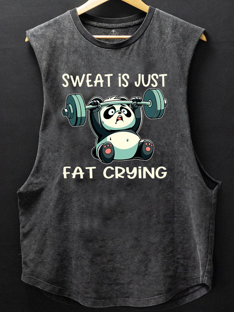 sweat is just fat Weightlifting Panda SCOOP BOTTOM COTTON TANK