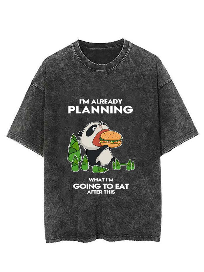 THE PANDA EATING HAMBURGER  VINTAGE GYM SHIRT