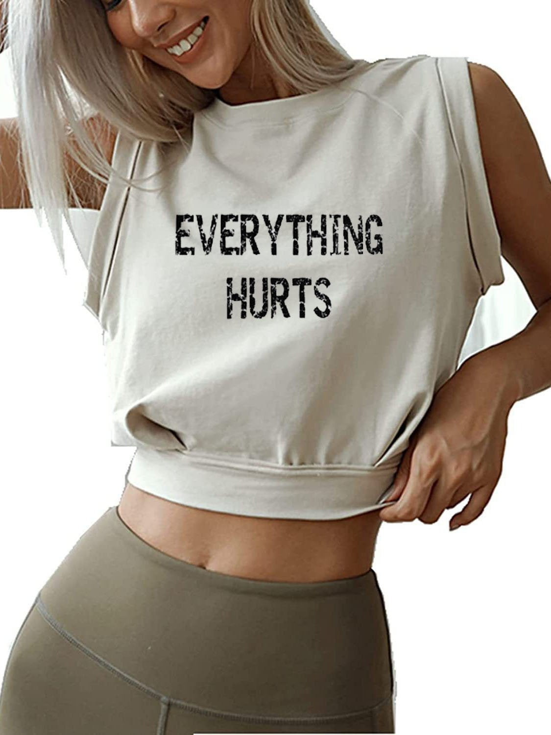 EVERYTHING HURTS SLEEVELESS CROP TOPS