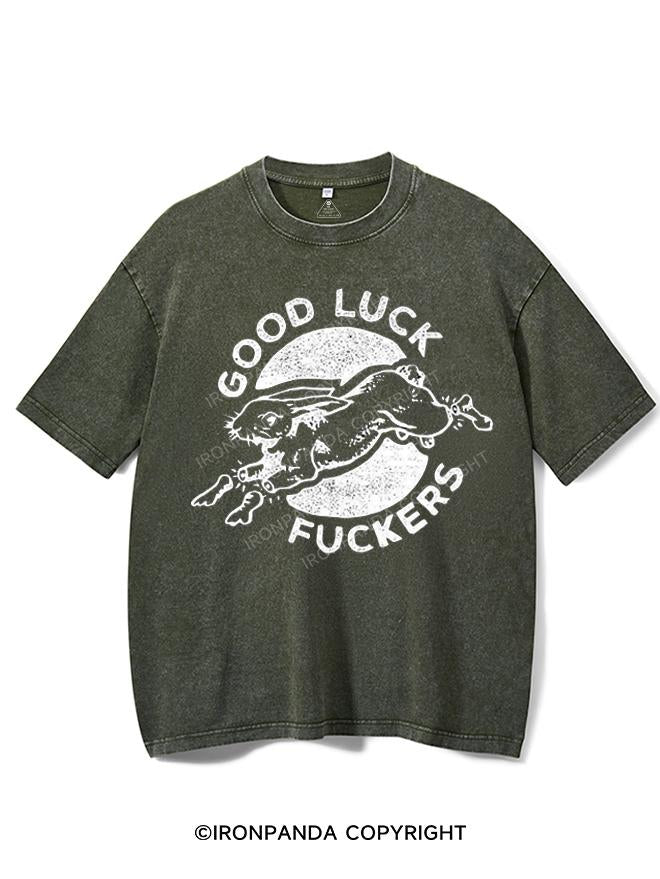 GOOD LUCK FUCKERS VINTAGE GYM SHIRT