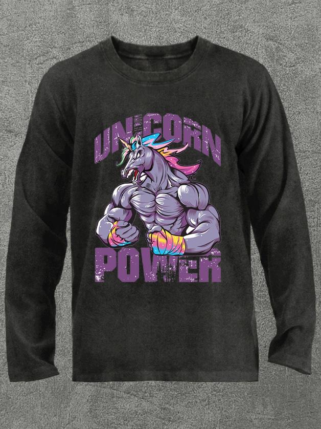 unicorn power Washed Gym Long Sleeve Shirt